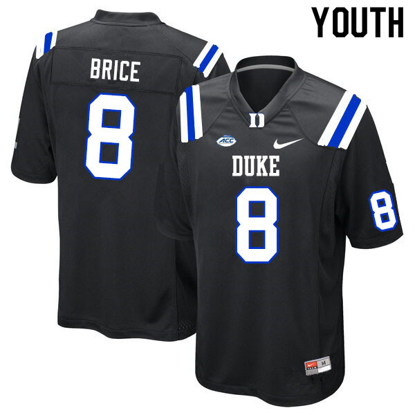 Youth #8 Chase Brice Duke Blue Devils College Football Jerseys Sale-Black